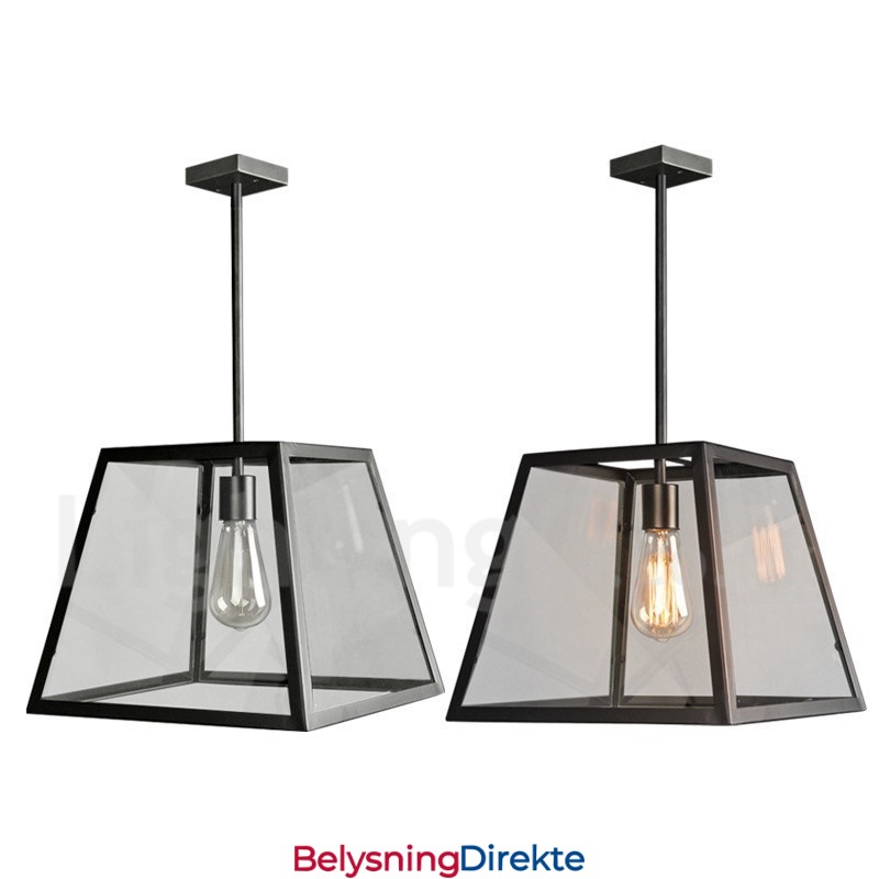 Vintage Metallpendellampe Med Glassskjerm