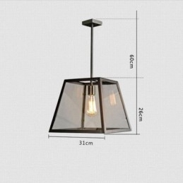 Vintage Metallpendellampe Med Glassskjerm