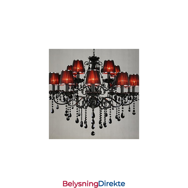Lysekrone Krystall Moderne Samtids Krystall 15 Lys Rød