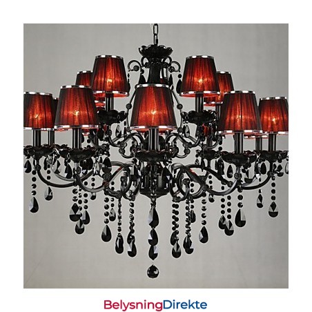 Lysekrone Krystall Moderne Samtids Krystall 15 Lys Rød