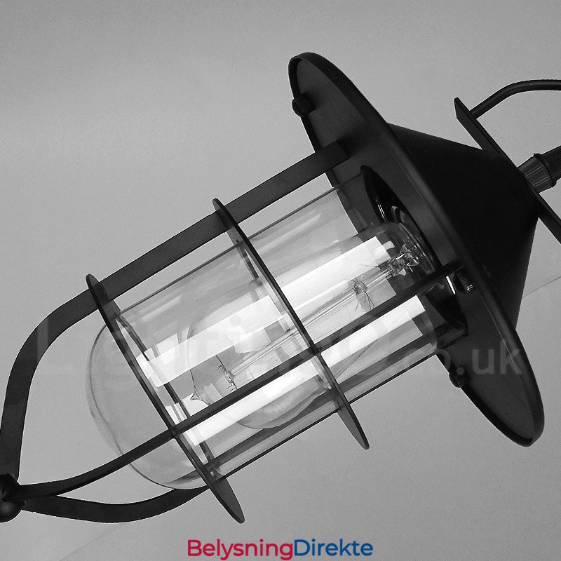 Vintage Metallpendellampe Med Glassskjerm