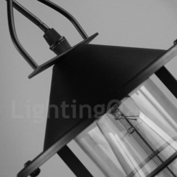 Vintage Metallpendellampe Med Glassskjerm