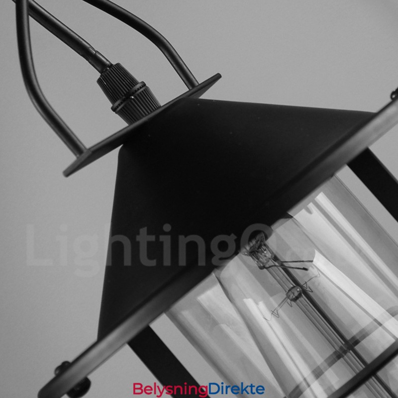 Vintage Metallpendellampe Med Glassskjerm