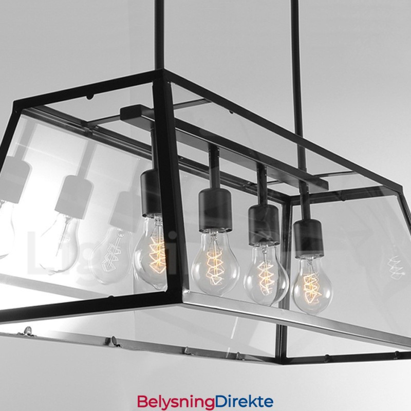 Rustikk Lodge Vintage Metallpendellampe Med Glassskjerm