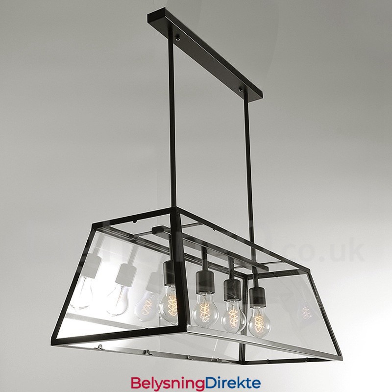 Rustikk Lodge Vintage Metallpendellampe Med Glassskjerm