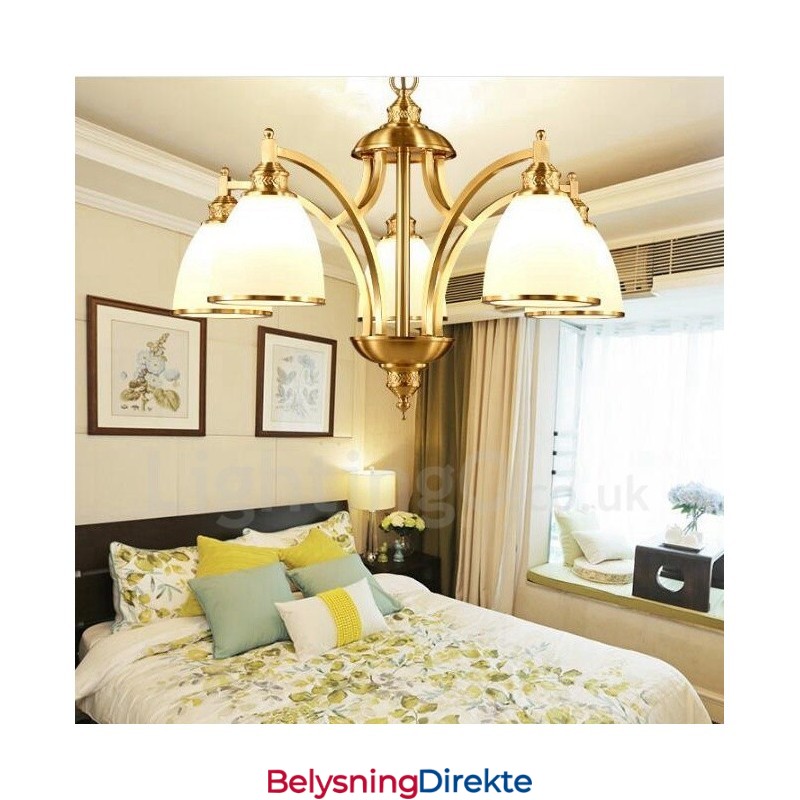 5-Lyss Rustik Lodge Integrert Metall-Kobberlysekrone