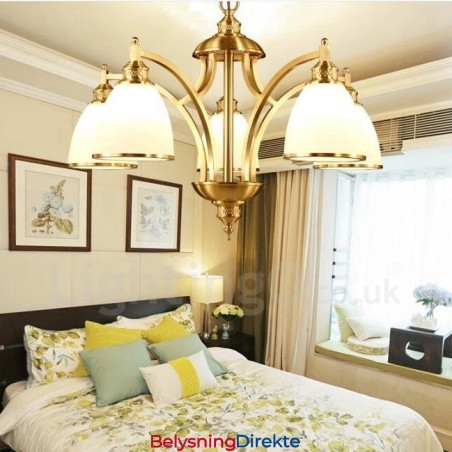 5-Lyss Rustik Lodge Integrert Metall-Kobberlysekrone