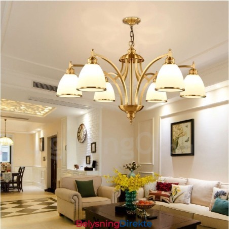 6 Lys Rustik Lodge Integrert Metall Kobberlysekrone