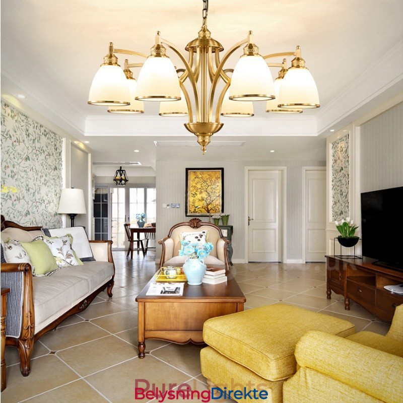 8-Lyss Rustik Lodge Integrert Metall-Kobberlysekrone