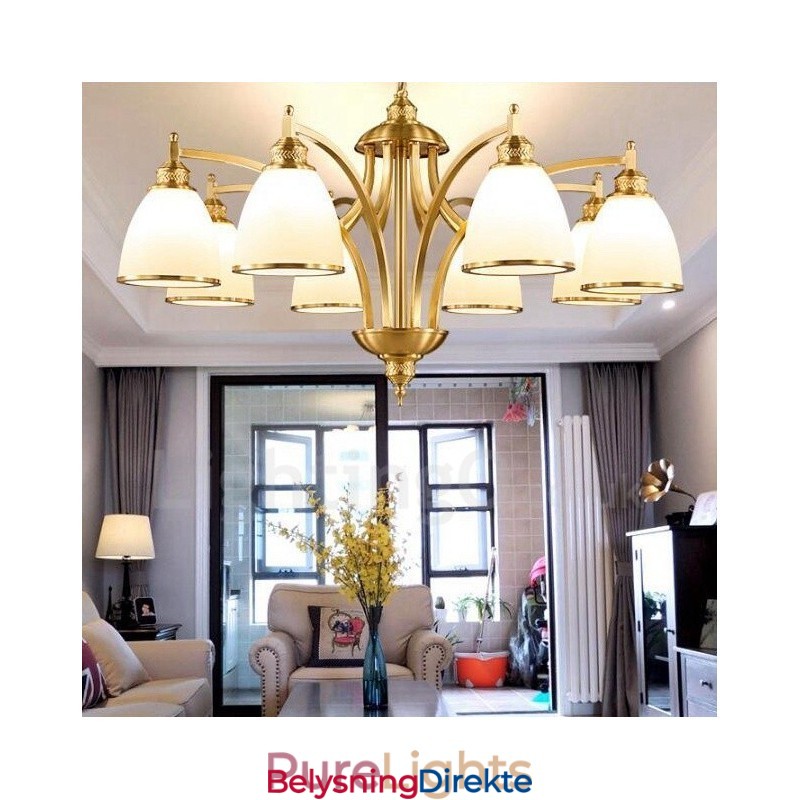 8-Lyss Rustik Lodge Integrert Metall-Kobberlysekrone