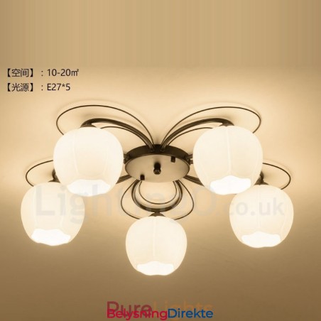 Integrert Lysekrone I Rustikk Stil Med 5 Lys