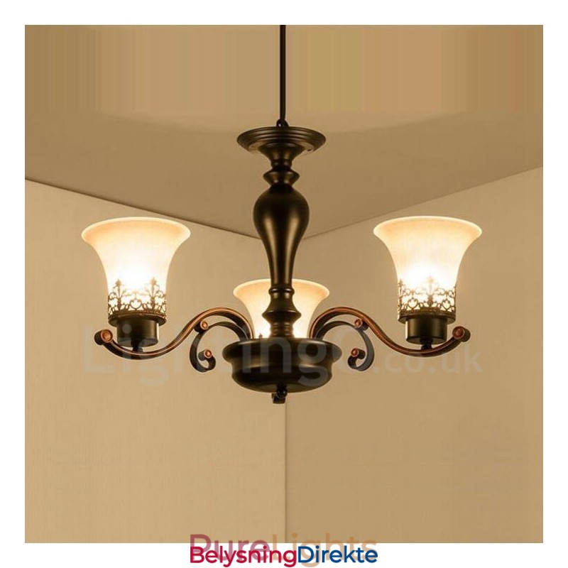 3-Lyss Rustik Lodge Integrert Metalllysekrone