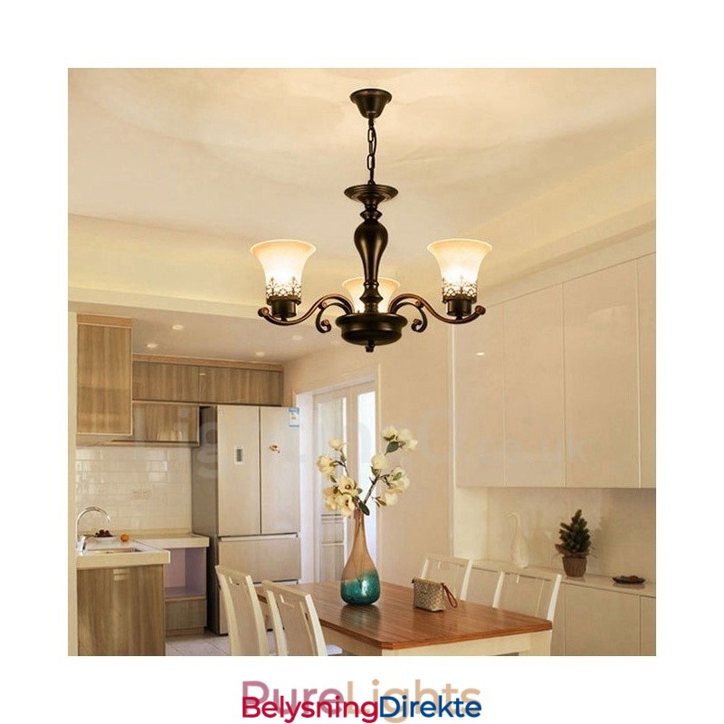 3-Lyss Rustik Lodge Integrert Metalllysekrone