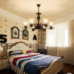 Integrert Metalllysekrone I Rustikk Lodge Med 6 Lys