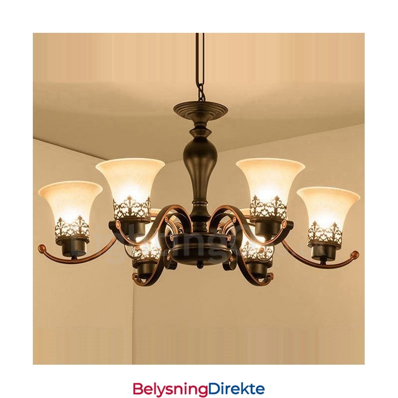 Integrert Metalllysekrone I Rustikk Lodge Med 6 Lys