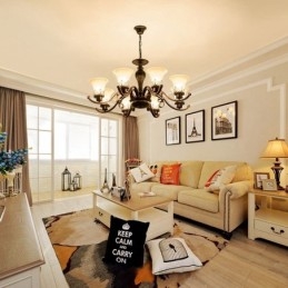 8-Lyss Rustik Lodge Integrert Metalllysekrone