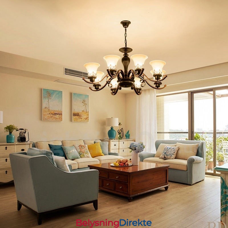 8-Lyss Rustik Lodge Integrert Metalllysekrone