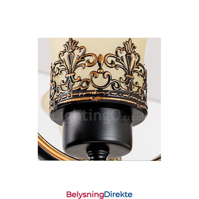 8-Lyss Rustik Lodge Integrert Metalllysekrone