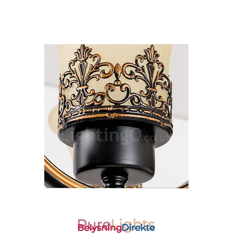 12-Lyss Rustik Lodge Integrert Metalllysekrone