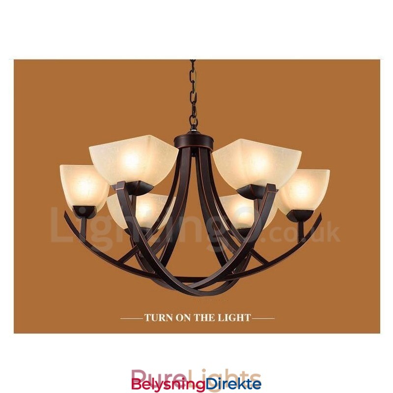 Integrert Metalllysekrone I Rustikk Lodge Med 6 Lys