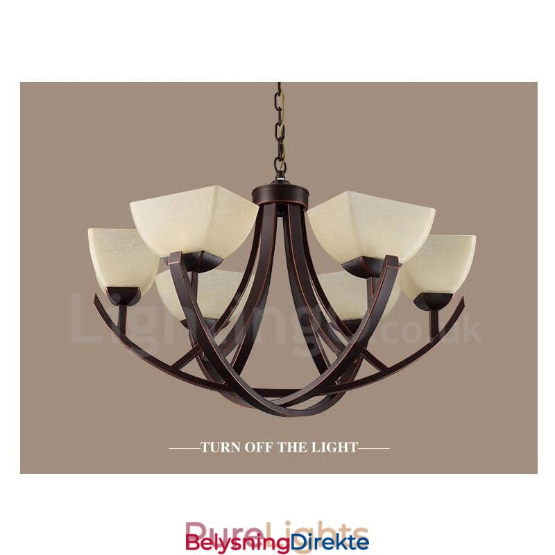 Integrert Metalllysekrone I Rustikk Lodge Med 6 Lys