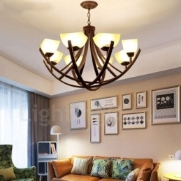 8-Lyss Rustik Lodge Integrert Metalllysekrone