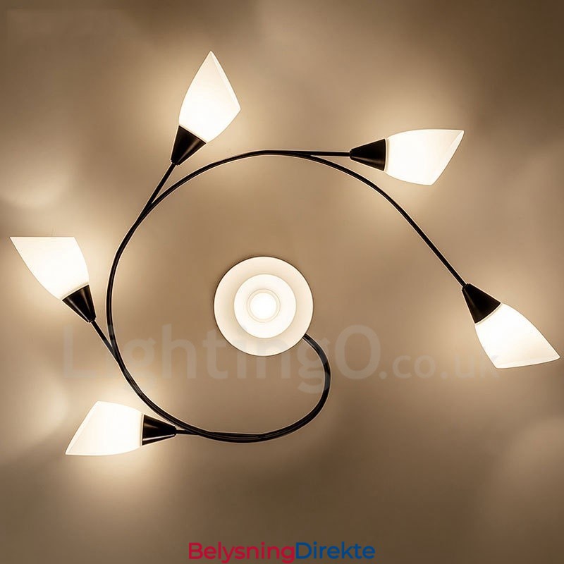 Rustikk Integrert Lysekrone Med 6 Lys Og Glassskjerm