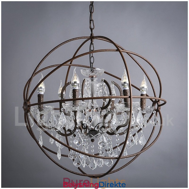 Diameter 60 Cm 80 Cm Vintage Krystallmaling Metalllysekrone Rustfarget Anhengslampe