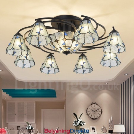 11 Lys Integrert Badekarslysekrone I Middelhavsstil Med Metall