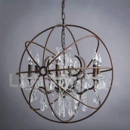 Diameter 60 Cm 80 Cm Vintage Krystallmaling Metalllysekrone Rustfarget Anhengslampe