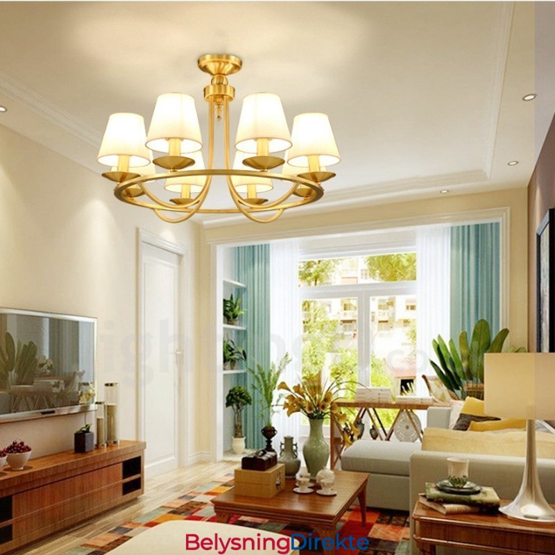 Rustikk Integrert Metall-Kobberlysekrone I Messing Med 8 Lys