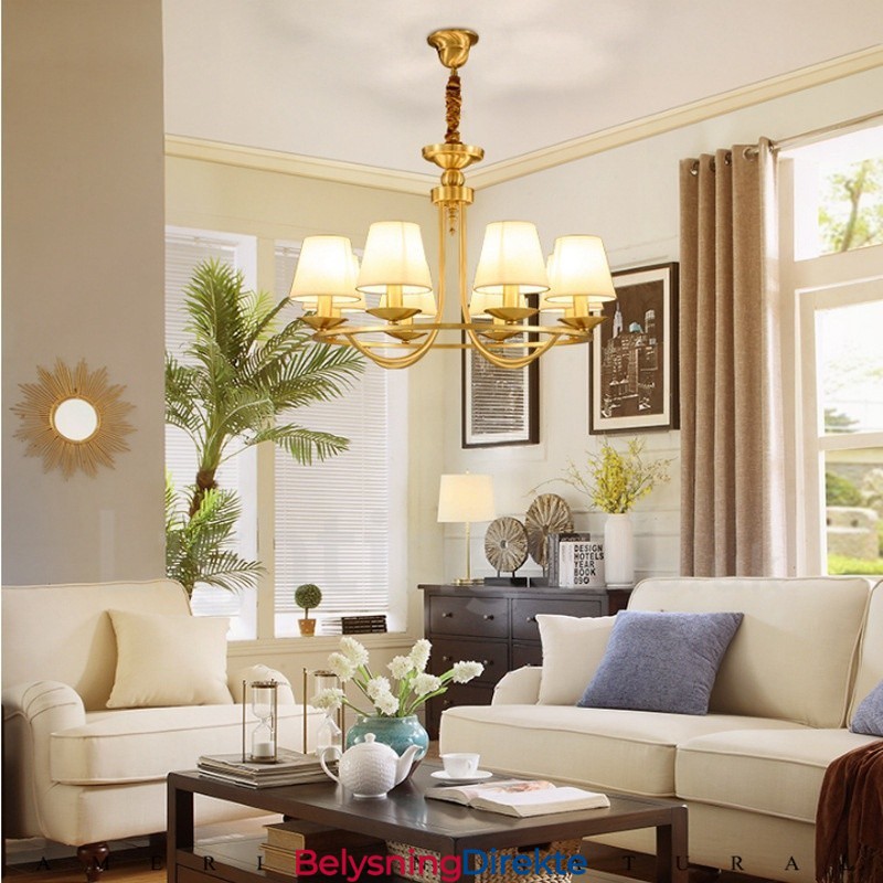 Rustikk Integrert Metall-Kobberlysekrone I Messing Med 8 Lys