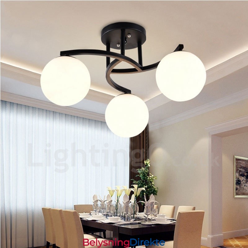 Rustikk Integrert Lysekrone Med 3 Lys Og Glassskjerm