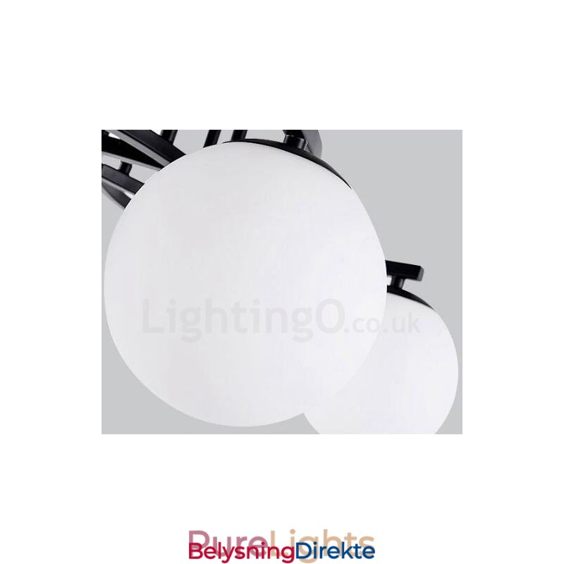 Integrert Lysekrone I Rustikk Stil Med 5 Lys Og Glassskjerm