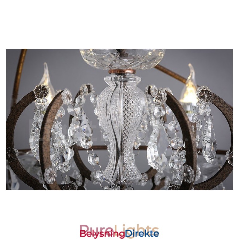 Diameter 60 Cm 80 Cm Vintage Krystallmaling Metalllysekrone Rustfarget Anhengslampe