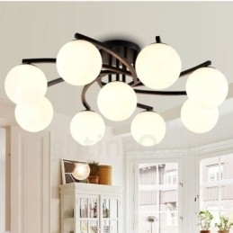 9-Lyss Rustik Lodge Integrert Lysekrone Med Glassskjerm