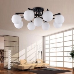 9-Lyss Rustik Lodge Integrert Lysekrone Med Glassskjerm