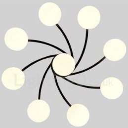 9-Lyss Rustik Lodge Integrert Lysekrone Med Glassskjerm