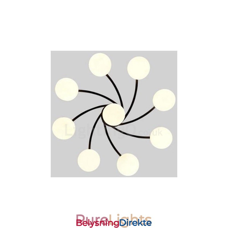 9-Lyss Rustik Lodge Integrert Lysekrone Med Glassskjerm