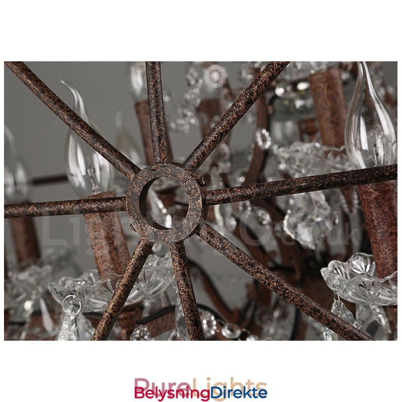 Diameter 60 Cm 80 Cm Vintage Krystallmaling Metalllysekrone Rustfarget Anhengslampe