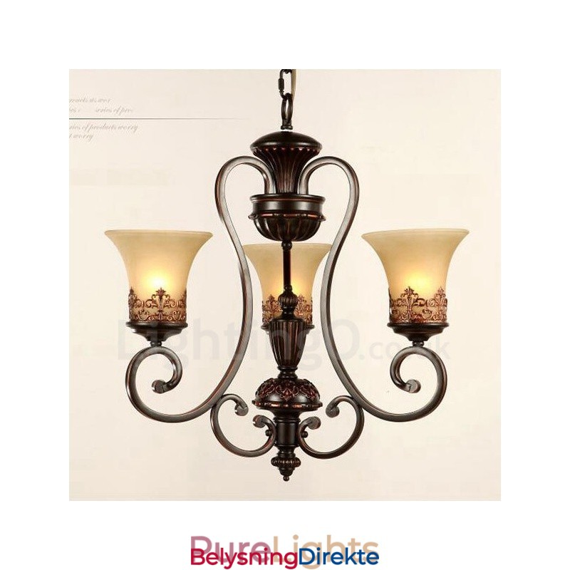 3-Lyss Rustik Lodge Integrert Metalllysekrone