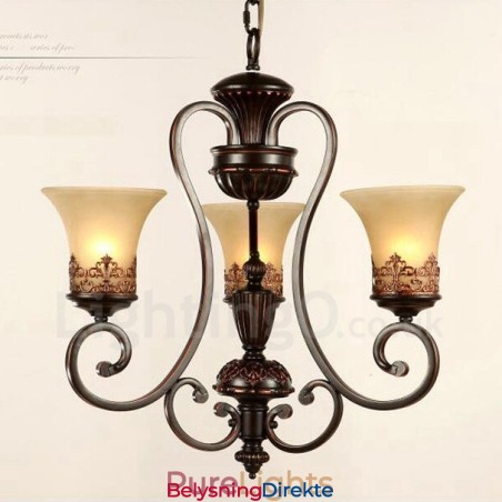 3-Lyss Rustik Lodge Integrert Metalllysekrone