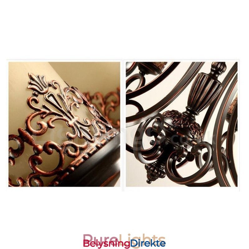 3-Lyss Rustik Lodge Integrert Metalllysekrone