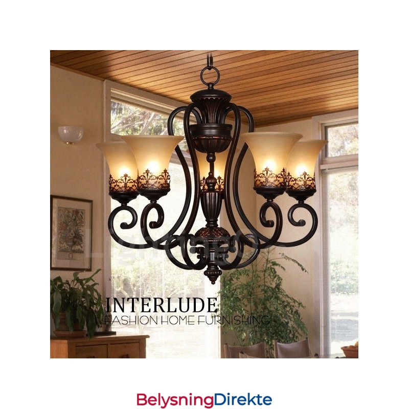 Integrert Metalllysekrone I Rustikk Lodgestil Med 5 Lys