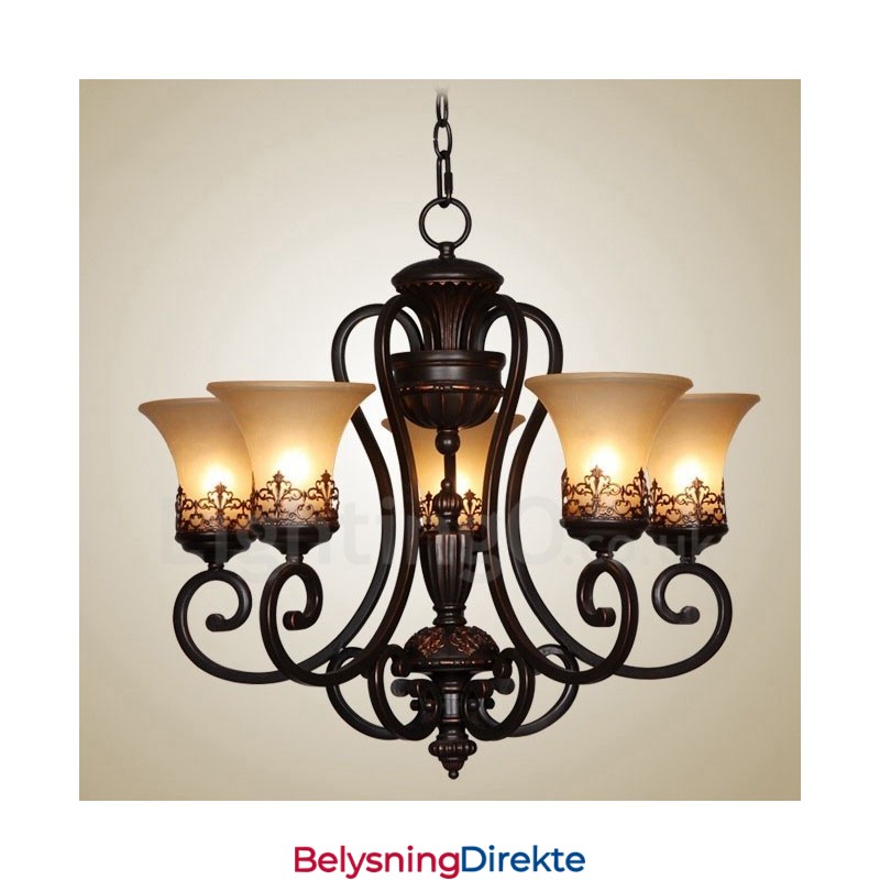 Integrert Metalllysekrone I Rustikk Lodgestil Med 5 Lys