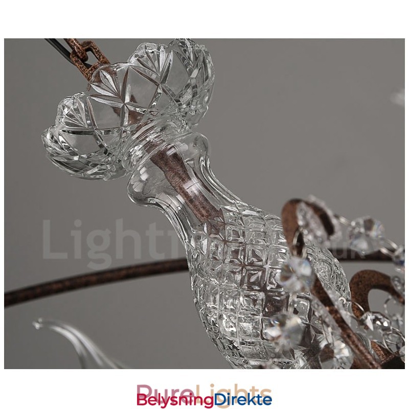 Diameter 60 Cm 80 Cm Vintage Krystallmaling Metalllysekrone Rustfarget Anhengslampe