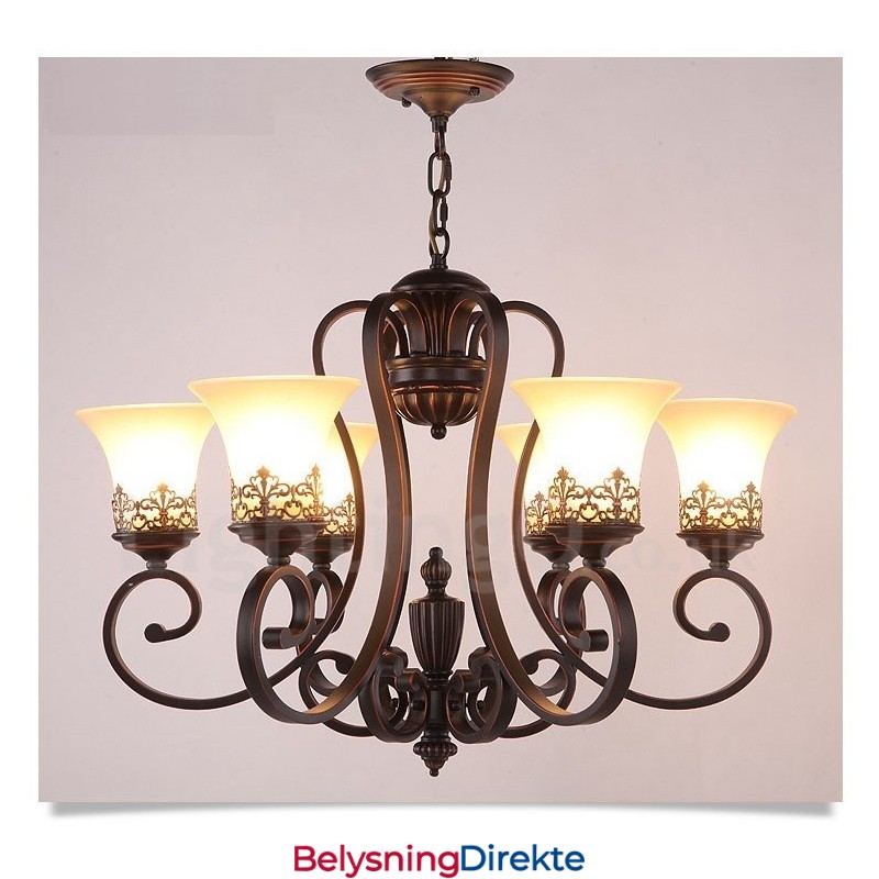 Integrert Metalllysekrone I Rustikk Lodge Med 6 Lys