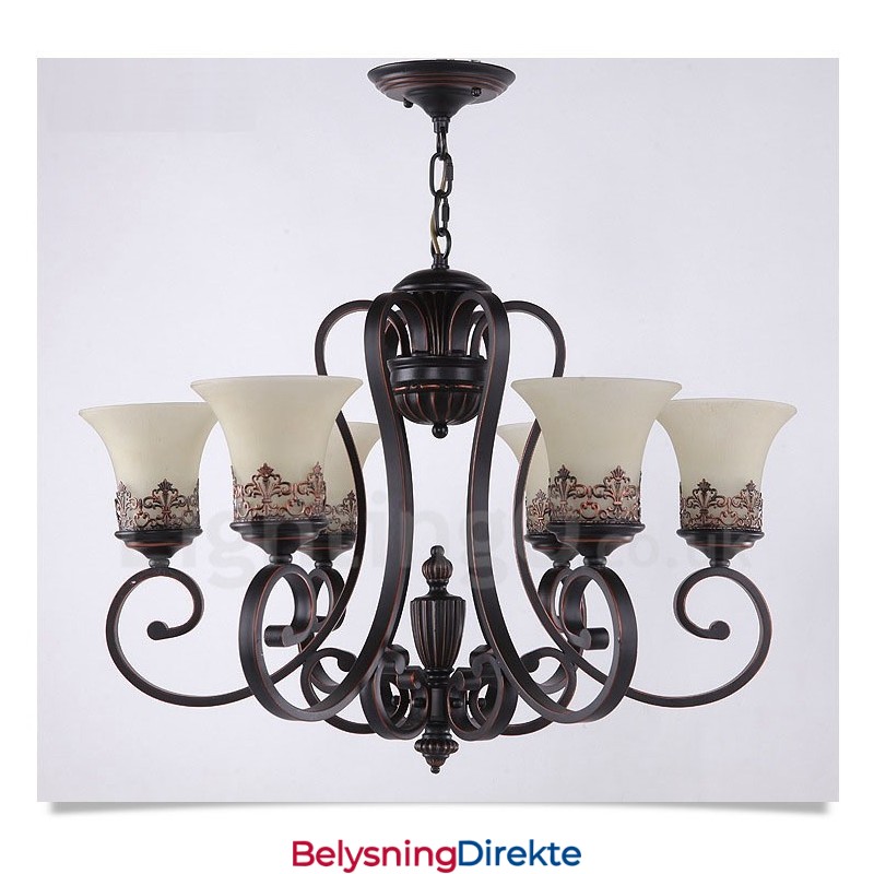 Integrert Metalllysekrone I Rustikk Lodge Med 6 Lys