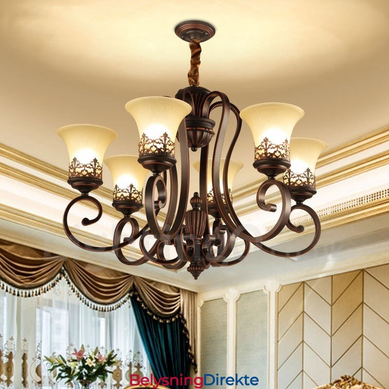 Integrert Metalllysekrone I Rustikk Lodge Med 6 Lys