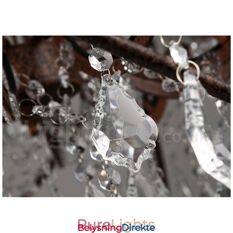 Diameter 60 Cm 80 Cm Vintage Krystallmaling Metalllysekrone Rustfarget Anhengslampe